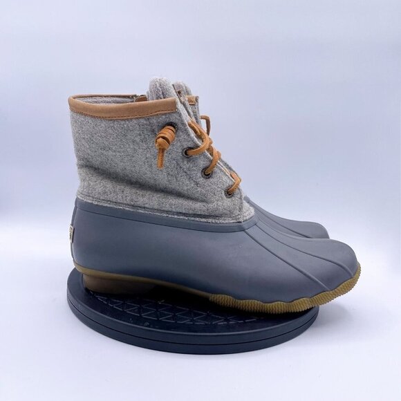 Sperry Top-Sider Saltwater boots Wool Embossed Duck Boot Gray women's size 7.5 - Picture 2 of 10